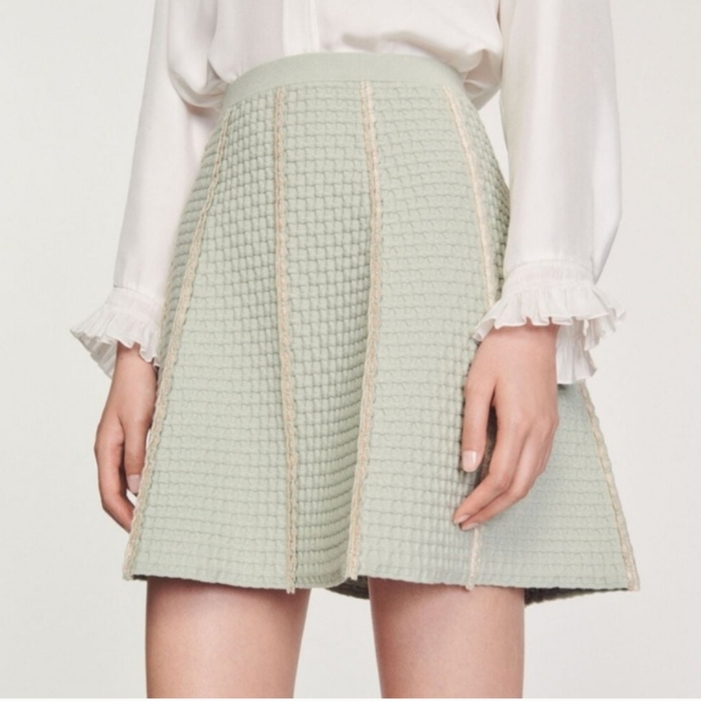Sandro Mint A-Line Knit Skirt - Sz 40/L